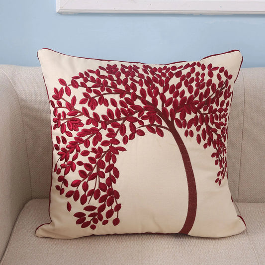 Silk Embroidered Cotton Canvas Pillow for Sofa